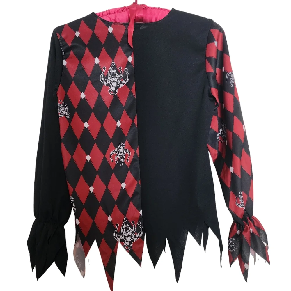 Childs Jester scary Spirit Halloween Red Black costume Shirt SZ Medium